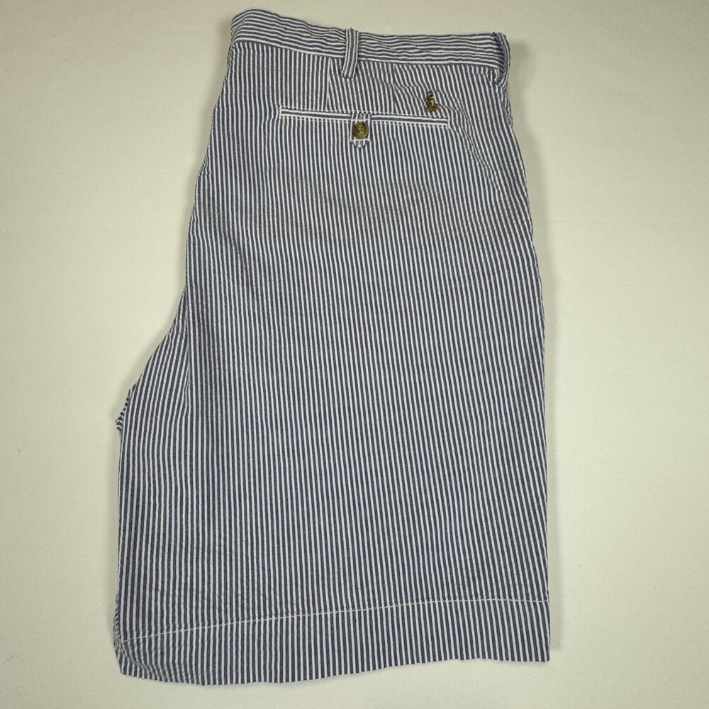 Polo Ralph Lauren Mens Blue White Seersucker Striped Preppy Stretch Shorts Sz 40 - Picture 14 of 15